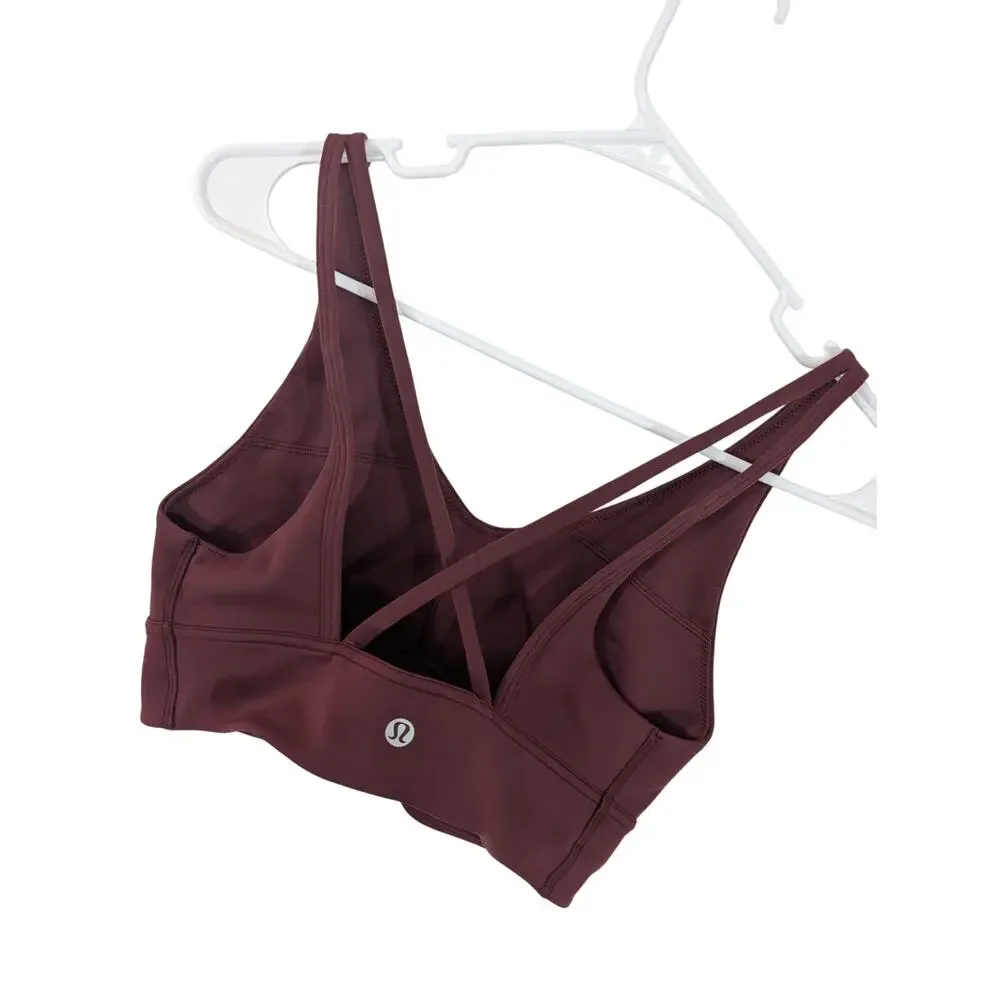 LULULEMON! LUXE BURGUNDY RACER BACK ATHLETIC BRA TOP, LOGO BACK! ADORABLE! SZ XS